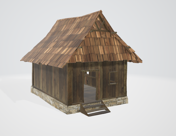 3D Model of a wooden cabin