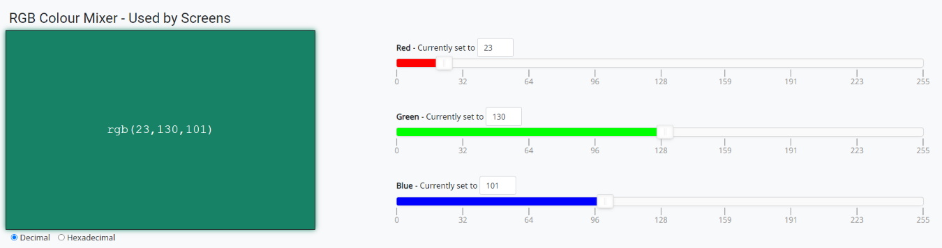 Colour Mixer showing green