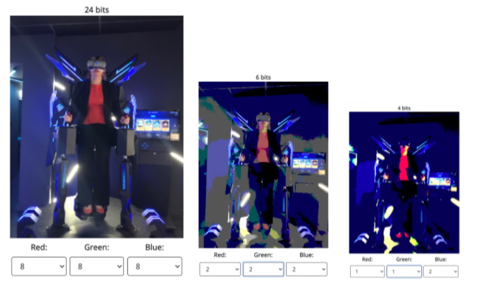 An image being compressed with less data